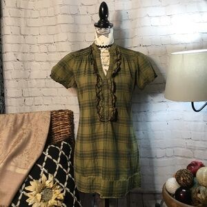 Maurice’s ruffle front plaid top